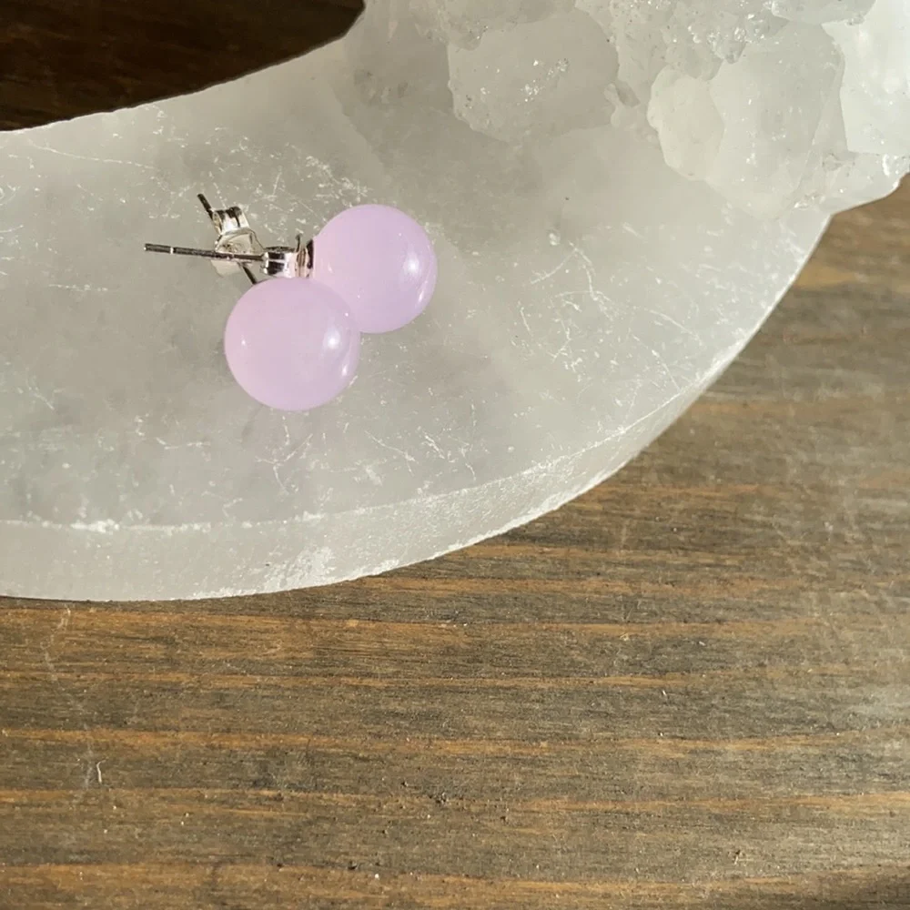 Lilac natural Jade in sterling silver setting - Picture 3 of 5